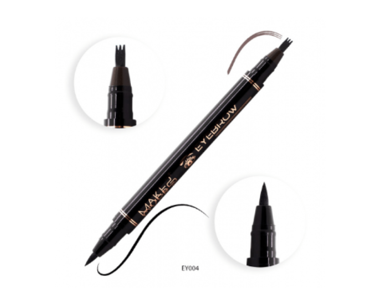 Make over 22 2-in-1 eyebrow and eyeliner pen medium brown ey004
