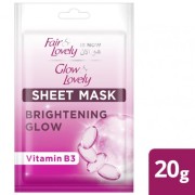 Glow & lovely sheet face mask 20gm vitamin b3 brightening glow