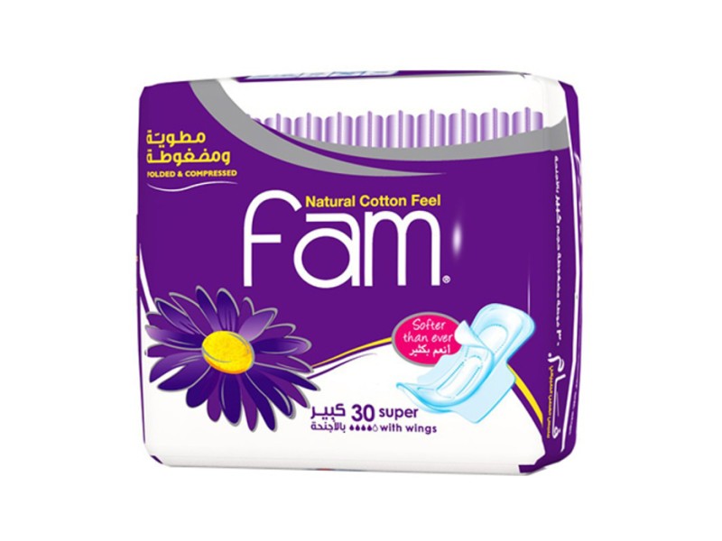 Fam women napkins folded & compressed super with wings 30 pads