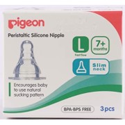 Pigeon silicone nipple s type l 3pc-bl card