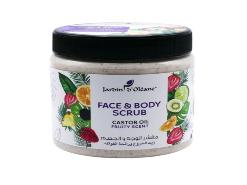 Jardin oleane face and body scrub with castor oil and fruity scent 500ml